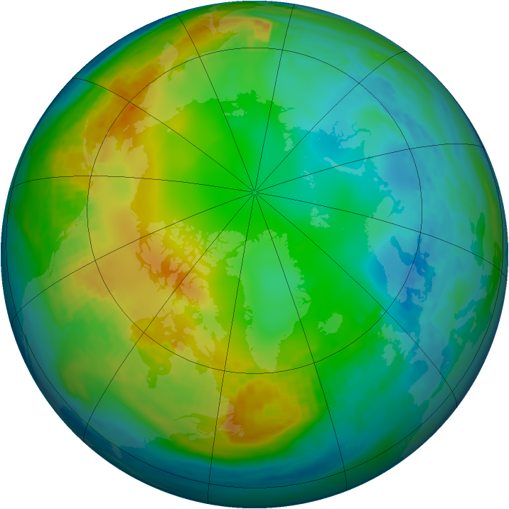 Arctic ozone map for 01 December 1986